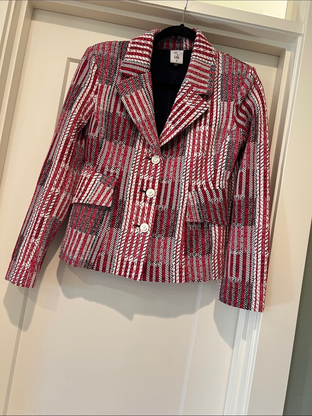 CAbi Red and White Patterned Women's Blazer, XS
